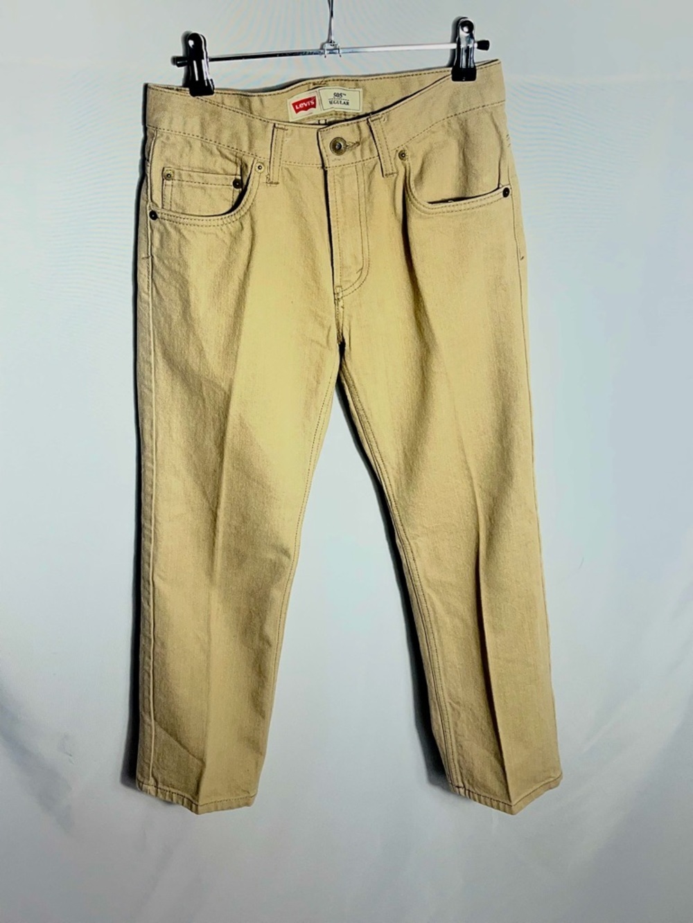 Levi’s 505 Regular Fit Jeans Beige Tan Straight Leg Classic W27 L27